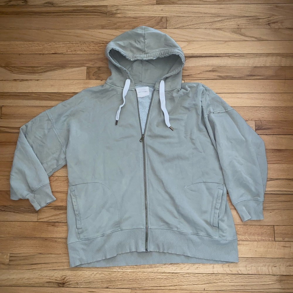 American Eagle Olive Green Zip-Up Hoodie